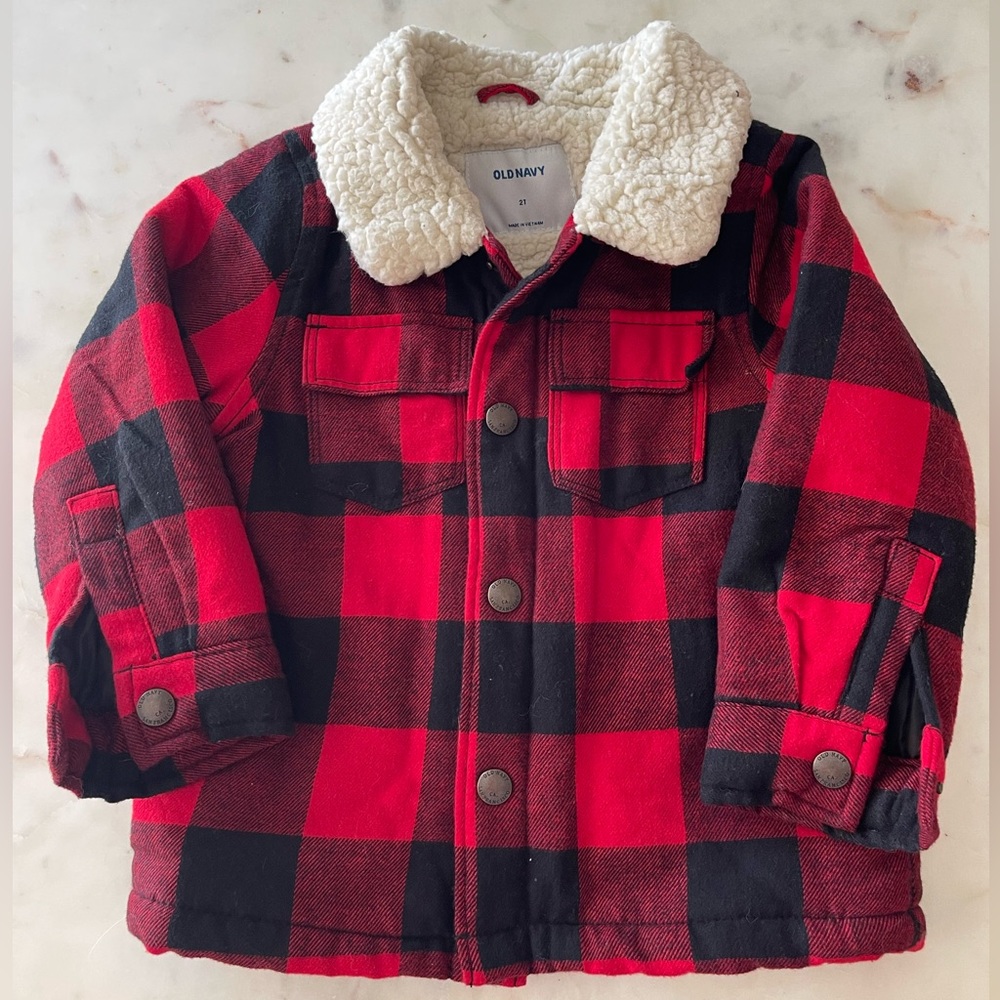 Old Navy Buffalo Plaid Sherpa Jacket